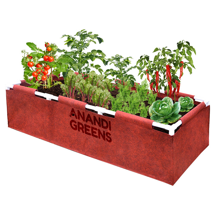 Geo-Fabric-Rectangular-Grow-Bag-5x2x1ft-(400 GSM)-with-PVC-pipe-Support