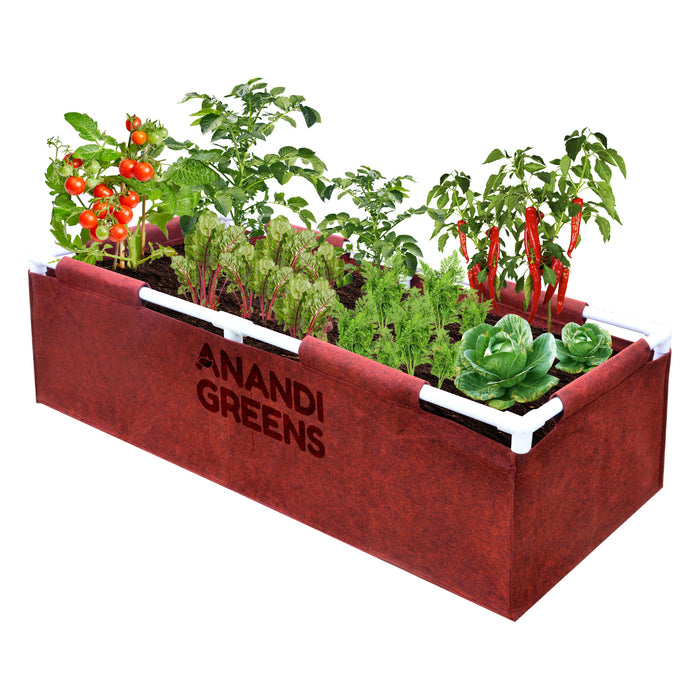 Geo-Fabric-Rectangular-Grow-Bag-4x1.5x1.25-ft-400-GSM-with-PVC-pipe-Support