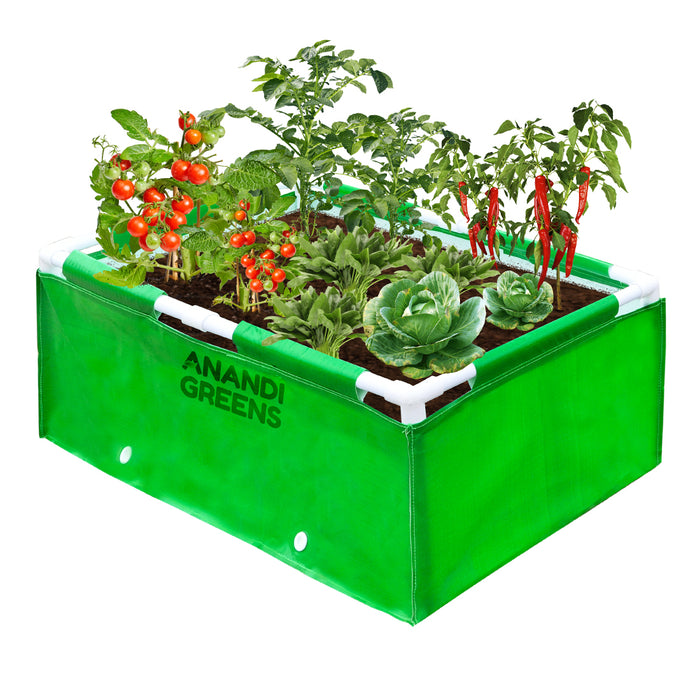 HDPE Rectangular-Grow-Bag -3x1.5x1 ft -360-GSM-with-UPVC-Support-Frame