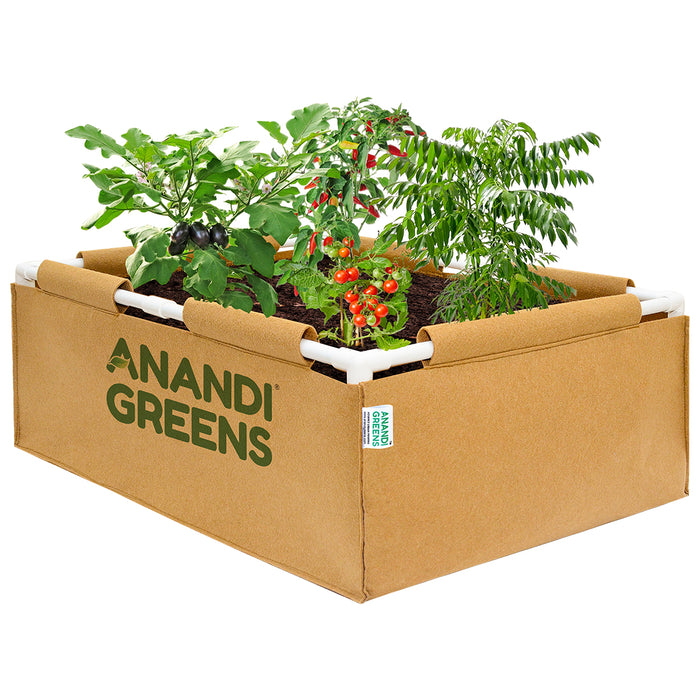 Geo-Fabric-Rectangular-Grow-Bag-3x2x1ft-(400 GSM)-with-PVC-pipe-Support-Grey-Color
