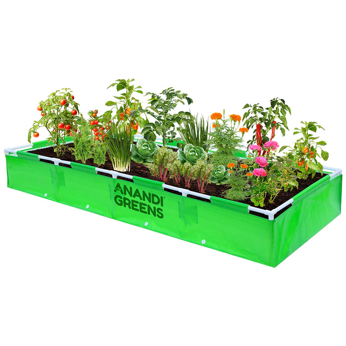 HDPE-Rectangular-Grow-Bag -8x3x1 ft -360-GSM-with-PVC-pipe-Support