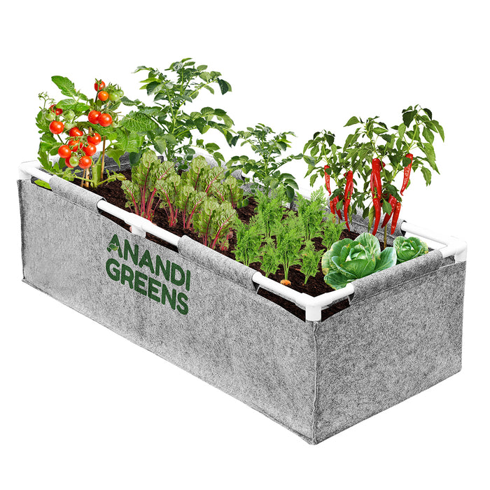 Geo-Fabric-Rectangular-Grow-Bag-4x1.5x1ft-(400 GSM)-with-PVC-pipe-Support