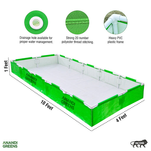 HDPE-Rectangular-Grow -Bag- 10x4x1-Ft -360-GSM-with-UPVC-Frame