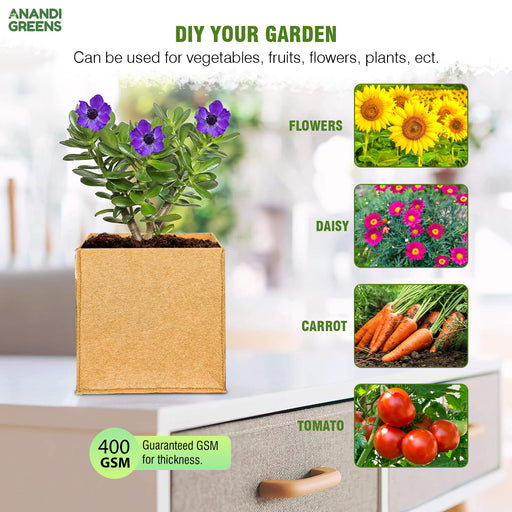 Geo Fabric Rectangular Plant Grow Bag 12x12x12