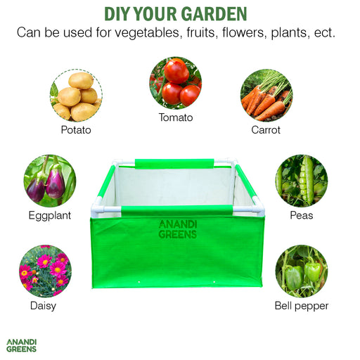 HDPE-Rectangular-Grow-Bag -2x2x1 ft-360-GSM-with-PVC-pipe-Support