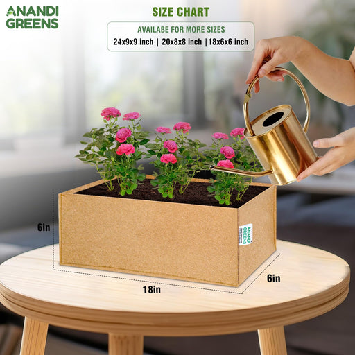 Geo-Fabric-Rectangular-Plant-Grow-Bag-400-GSM-18x6x6-Inch
