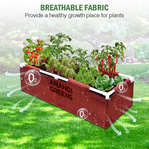Geo-Fabric-Rectangular-Grow-Bag-4x1.5x1ft-(400 GSM)-with-PVC-pipe-Support
