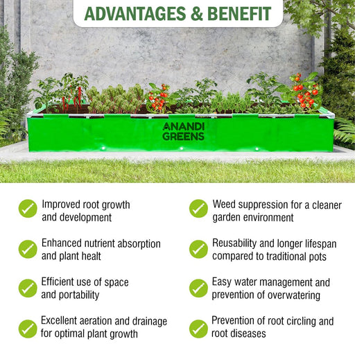 HDPE-Rectangular-Grow-Bag- 10x2x1-Ft-360-GSM-with-UPVC-Frame