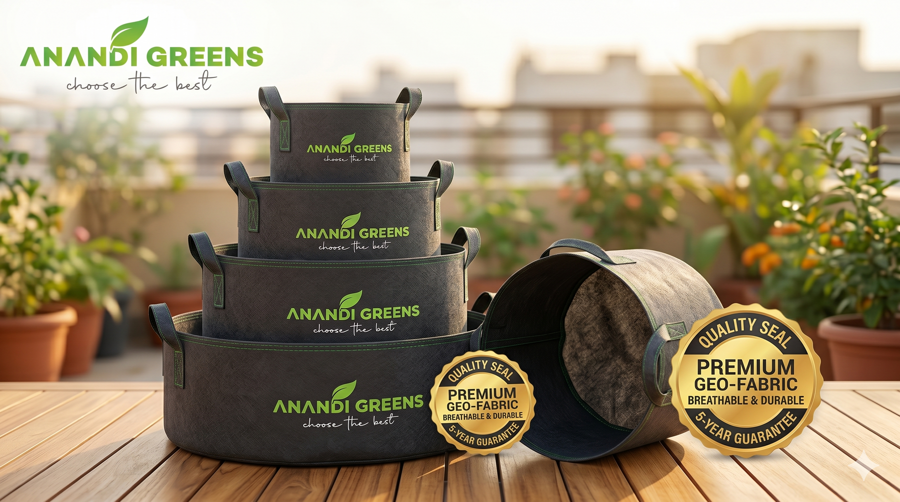 Best grow bag supplier in India — quality geo fabric and HDPE grow bags from Anandi Greens for terrace and kitchen garden