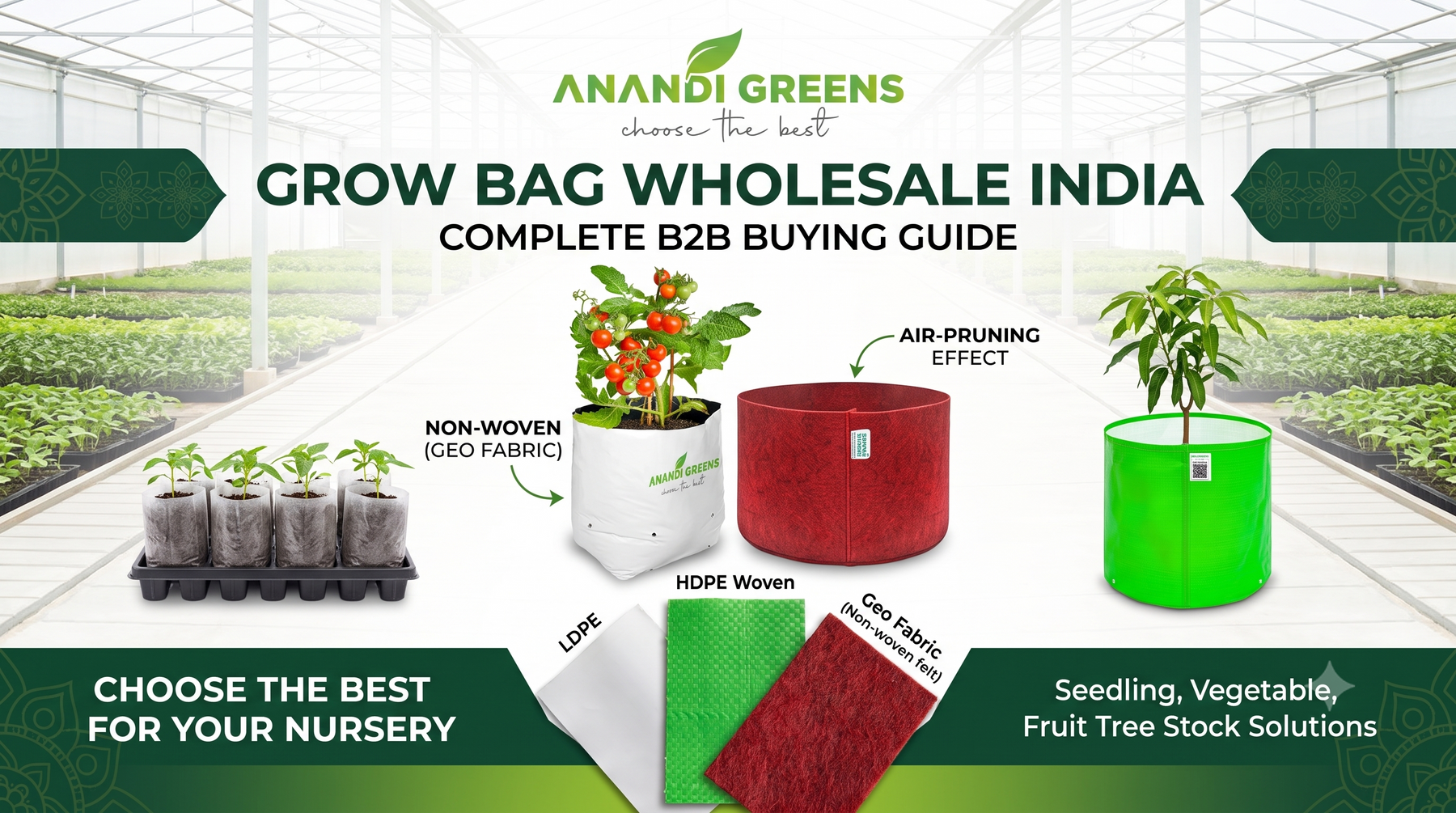 Comparison of non-woven HDPE and geo fabric grow bag materials for nurseries