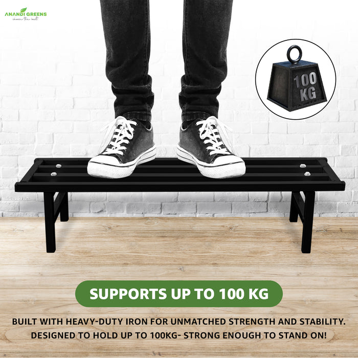 Rectangular Black Metal Plant Stand