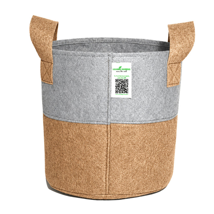 Geo Fabric Circular Plant Grow Bag (Camel & Grey)