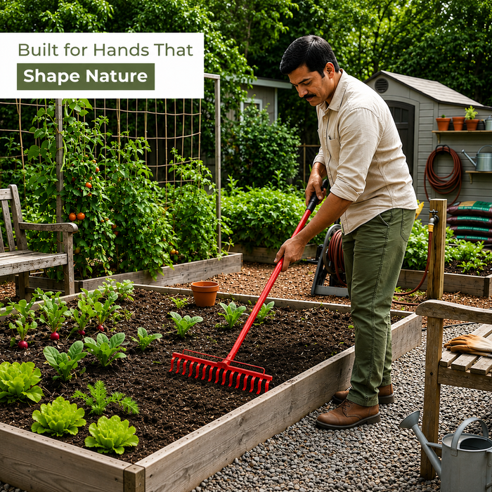 12 Teeth Garden Rake for Weeding Soil Leveling & Cleaning