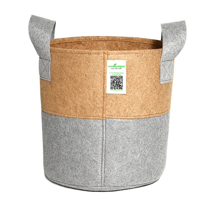 Geo Fabric Circular Plant Grow Bag (Camel & Grey)