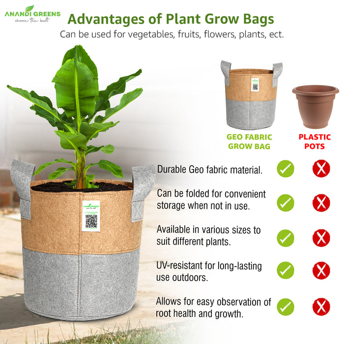 Geo Fabric Circular Plant Grow Bag (Camel & Grey)