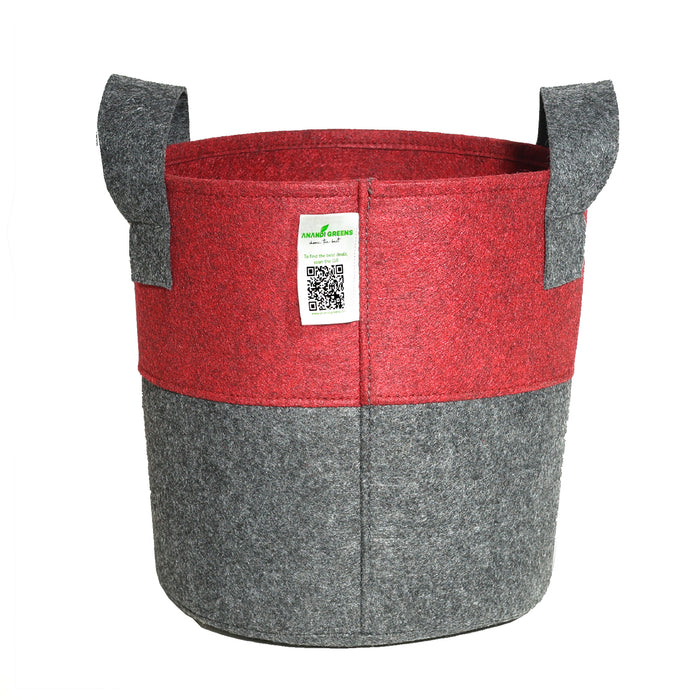 Geo Fabric Circular Plant Grow Bag (Maroon & Grey)
