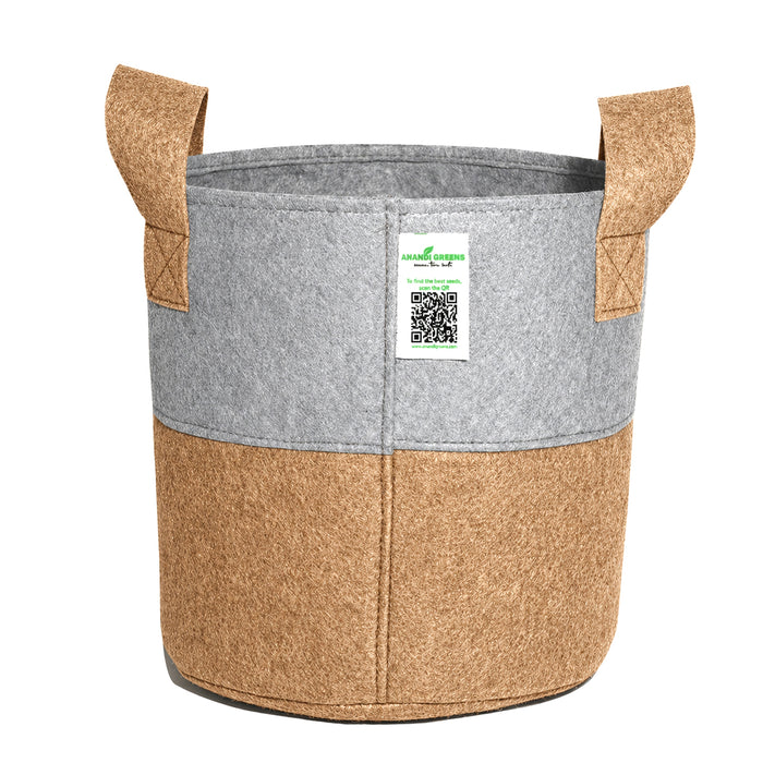 Geo Fabric Circular Plant Grow Bag (Camel & Grey)