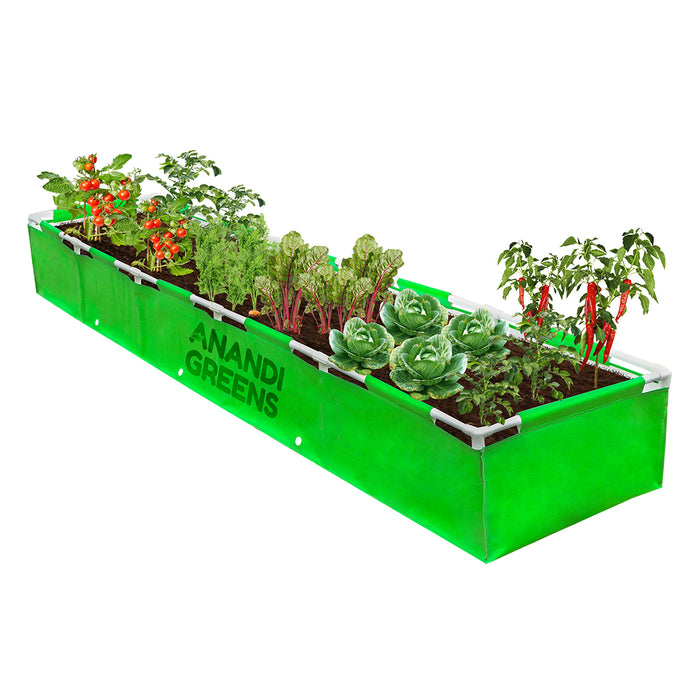 HDPE Rectangular Grow Bag 8x2x1ft (360 GSM) with PVC pipe Support