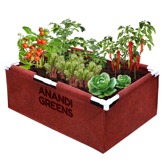 Geo Fabric Rectangular Grow Bag 3x2x1ft (400 GSM) with PVC pipe Support