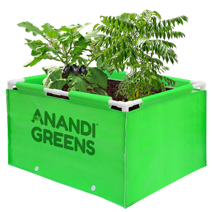 HDPE Rectangular Grow Bag | 2x1.5x1ft | 360 GSM with PVC pipe Support