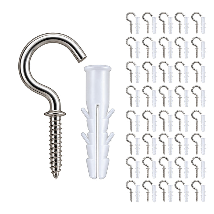 Ceiling Screw-in Cup Hook With Wall Plugs| Pack of 50