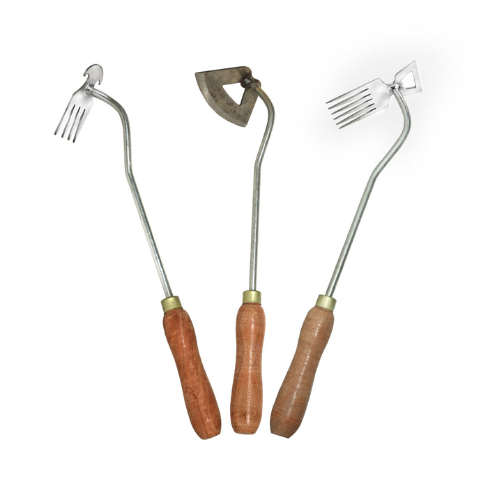 3-Piece Hand Hoe Cultivator Tool Set