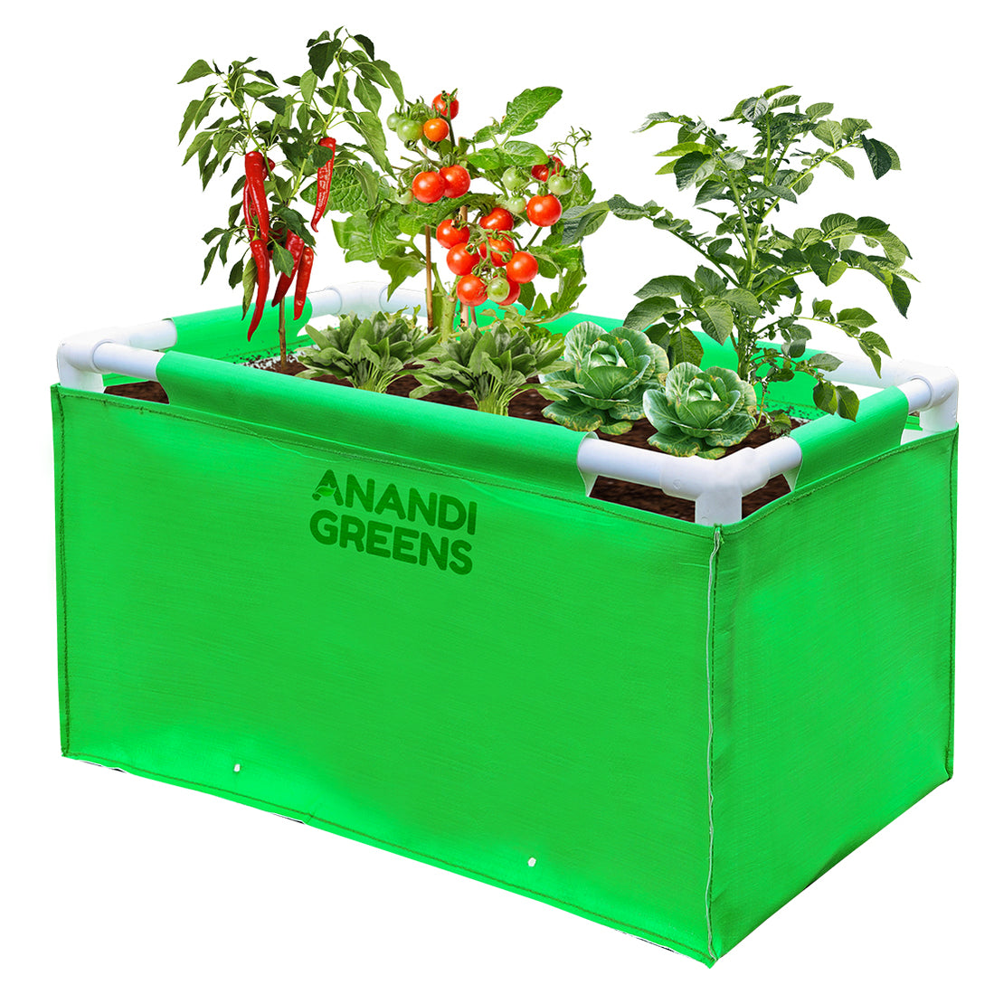 HDPE Rectangular Grow Bag | 2x1x1 ft | 360 GSM with PVC pipe Support ...