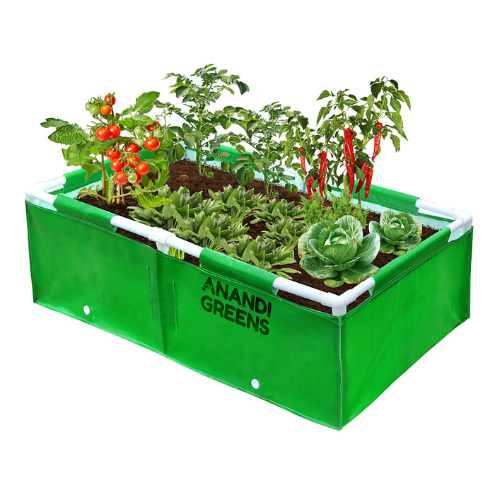 HDPE Rectangular Grow Bag | 4x2x1 ft | 360 GSM with Upvc pipe Support Frame