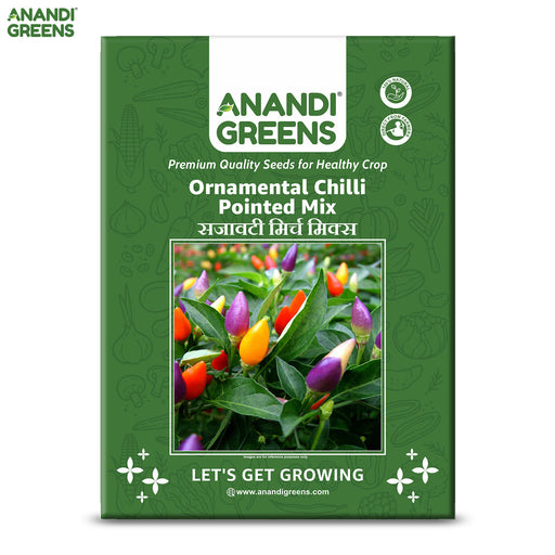 Anandi-Greens-ornamental-chili-seeds-packaging-with-colorful-chili-peppers-on a-green-background
