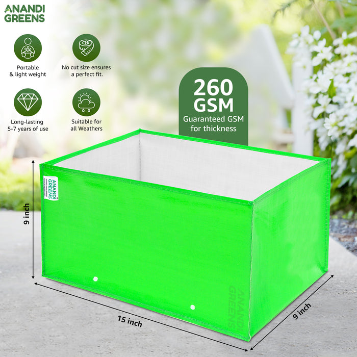 HDPE Plant Grow Bag 260 GSM Rectangular Shaped  15X9X9 Inch Pack of 5