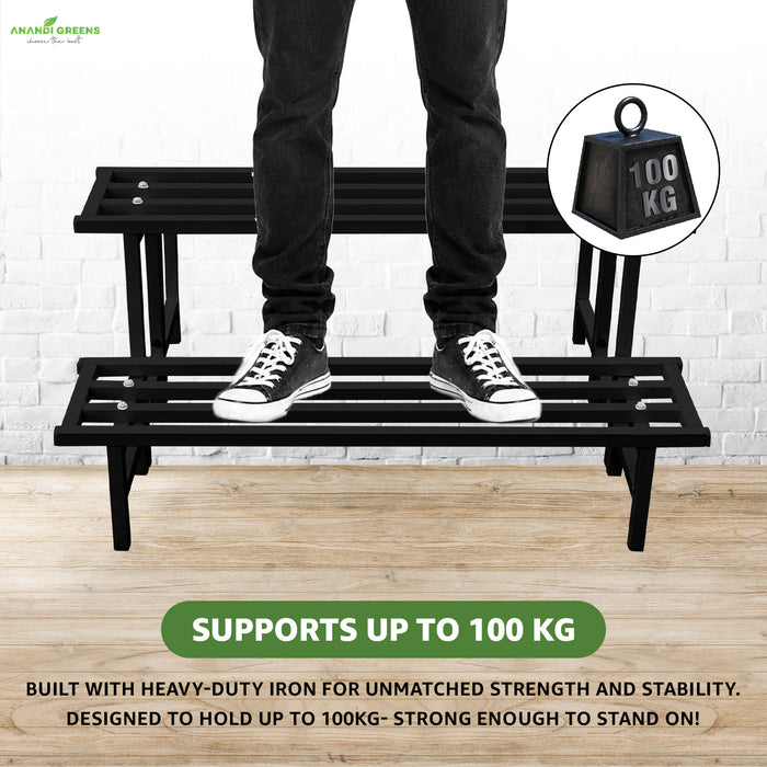 Rectangular Black Metal Plant Stand