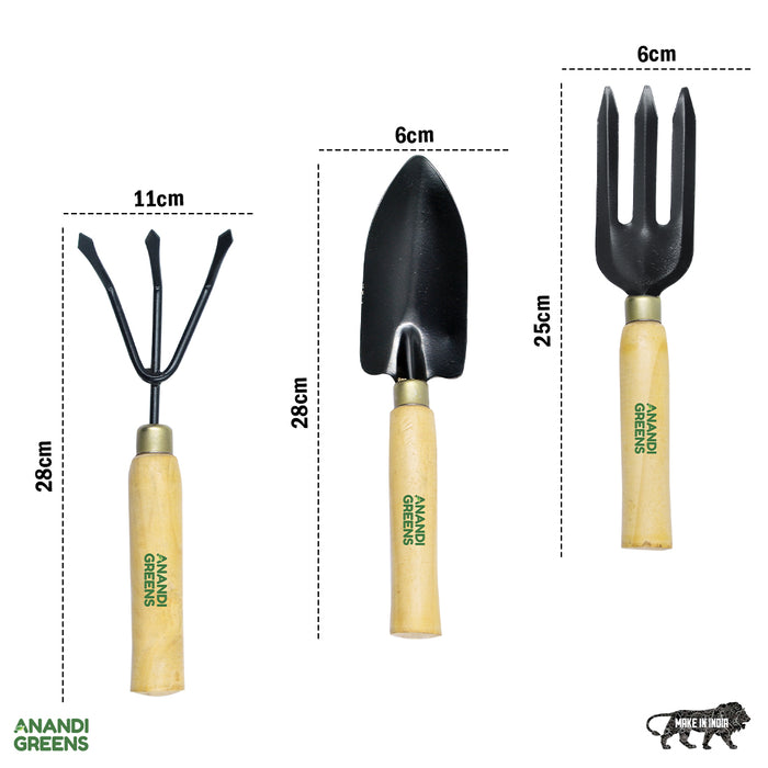 Premium Quality Mini Gardening Tools Set - 3 Pcs - Durable Metal Heads