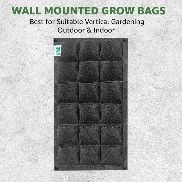 Wall-Mounted Grow Bags - 18 Pockets for Vertical Gardening (Indoor & Outdoor)