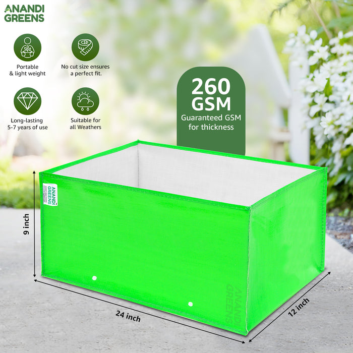 HDPE Plant Grow Bag 260 GSM Rectangular Shaped  24X12X9 Inch Pack of 3