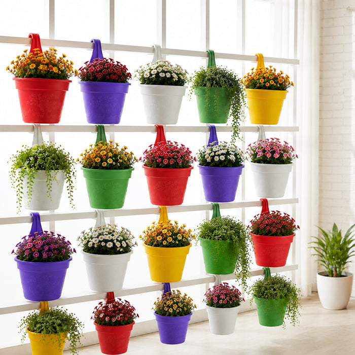Plastic Hook Hanging Planter Pot for Balcony Railings (29 cm)