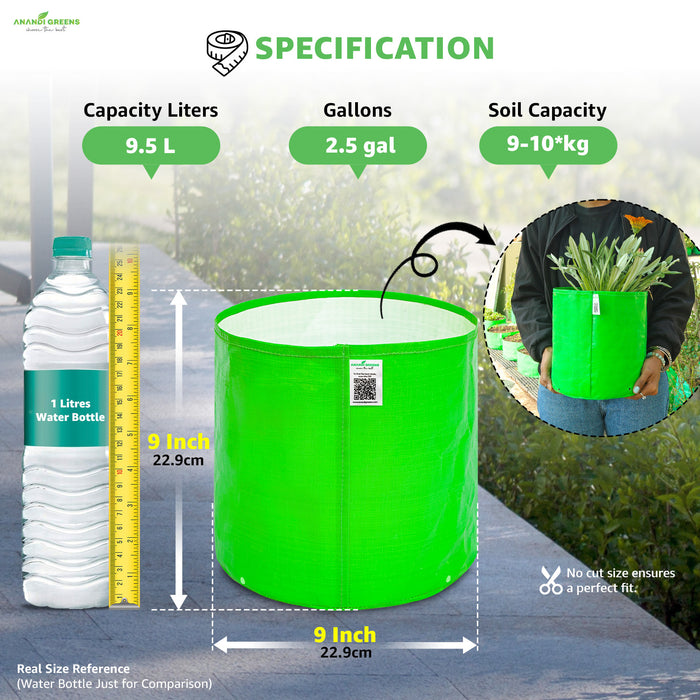 HDPE Circular Grow Bag 9x9 Inch | 260 GSM