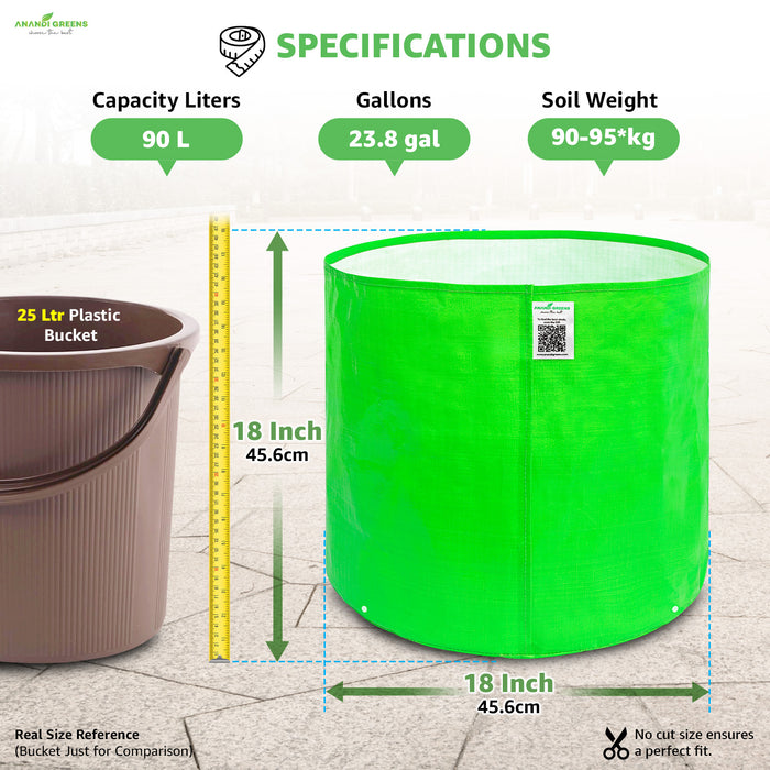 HDPE Circular Grow Bag 18x18 Inch | 260 GSM