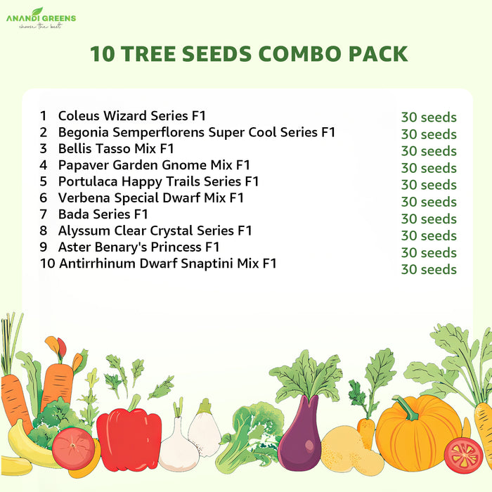F1 Hybrid Flower Seeds Combo - 10 Varieties