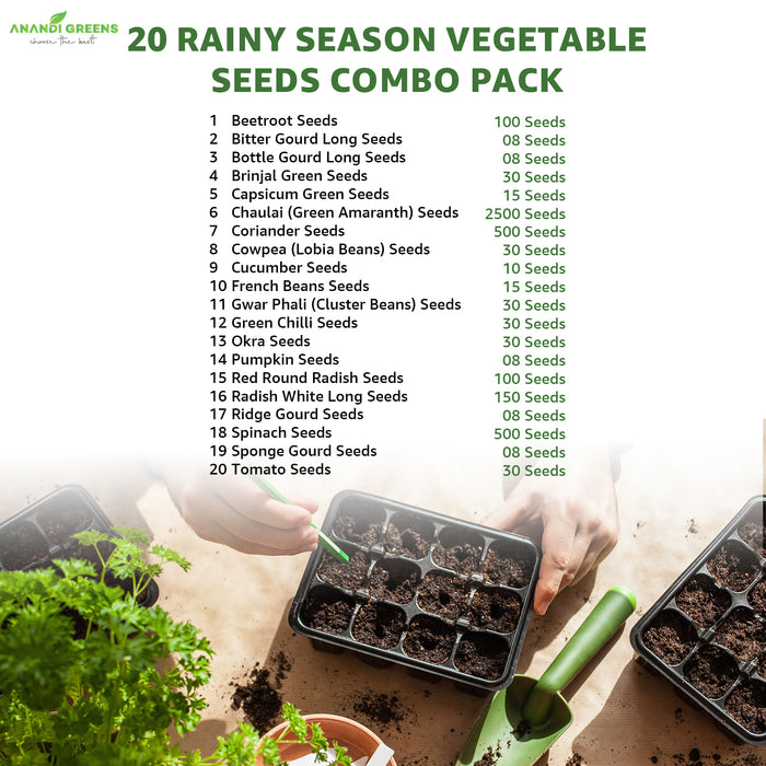 20 Varieties - Rainy Season Vegetable Seeds Combo