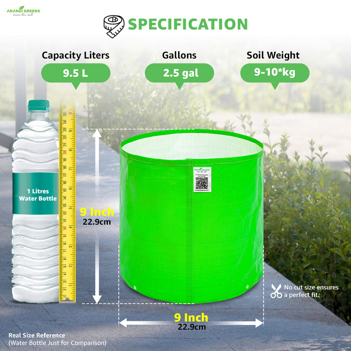 HDPE Circular Grow Bag 9x9 Inch | 260 GSM