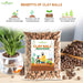 Anandi Greens clay balls packaging with benefits listed and plants around.