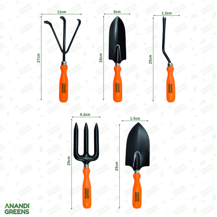 6-Piece Gardening Plastic Handle Tools Kit with Protective Gloves