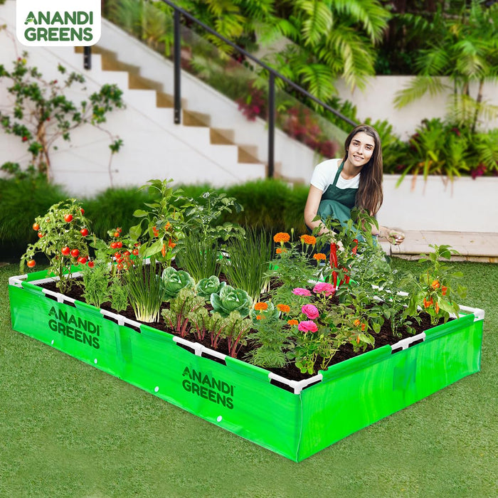 HDPE Rectangular Grow Bag | 8x4x1 Ft | 360 GSM with UPVC Frame