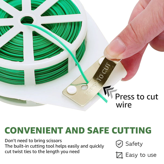 Premium Quality Plastic Twist Tie Wire Spool with Cutter for Garden