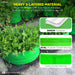 Green grow bag with text highlighting material features and plant growth.