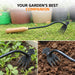  4-Claw Hand Weeding Tool for Gardening & Heavy Duty Weed Remover & Soil Cultivator 'BUILT TOUGH FOR LONG-LASTING PERFORMANCE' and callout text about better soil cultivation and weed removal.