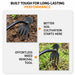  4-Claw Hand Weeding Tool for Gardening & Heavy Duty Weed Remover &amp; Soil Cultivator 'BUILT TOUGH FOR LONG-LASTING PERFORMANCE' and callout text about better soil cultivation and weed removal.