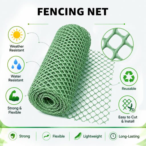 450 GSM RP HDPE Garden Fencing Net | Green Hexa Plastic Fence Mesh for Garden, Balcony, Plants &amp; Outdoor Protection