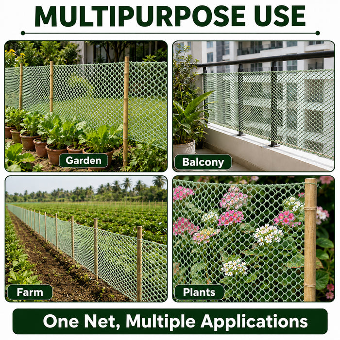 450 GSM RP HDPE Garden Fencing Net | Green Hexa Plastic Fence Mesh for Garden, Balcony, Plants & Outdoor Protection