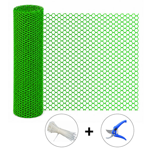 450 GSM Virgin HDPE Garden Fencing Net | Heavy Duty Green Hexa Fence Mesh for Garden, Balcony & Plant Protection with Cutter and Cable Ties